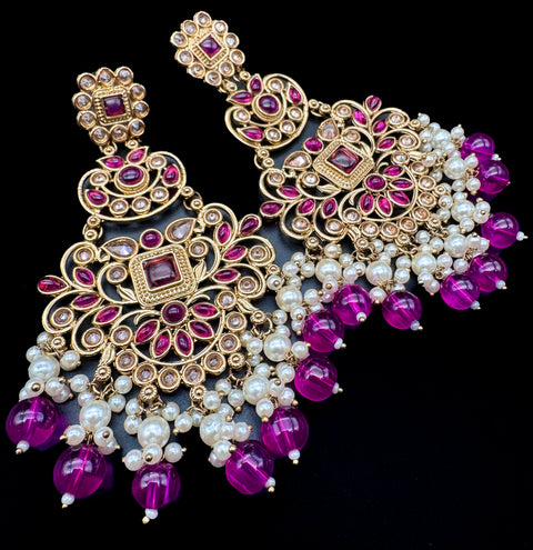 Original Polki with beautiful pearls heavy look Earrings with lite weight