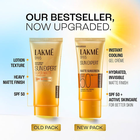 Lakme Sunscreen For Bright Skin, SPF 50 PA++++, Water Light, Niacinamide, In Vivo Tested, 100 ml