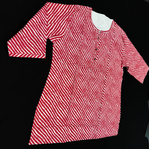 Pure Cotton based Printed short Kurti for girls /Ladies (Size 38 - length 28 inches, Size 42 ,46, 48 length -31 inches)sleeves 17 inch