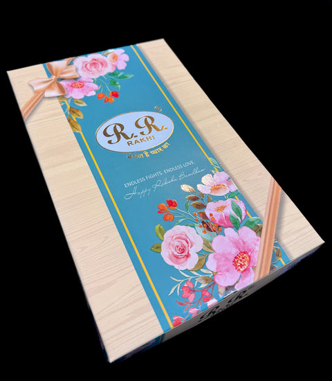 AD stone Work Bhai Bhabhi Rakhi in nice pack gift box with Mishri, Sindoor, Rice, Chandan