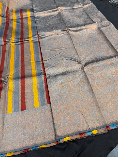Soft Silk Saree with contrast beautiful pallu , border and blouse