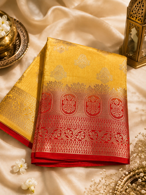 Art silk beautiful design Saree with contrast Pallu and Blouse , blouse piece is attached to Saree(slight variation in color and design is possible)