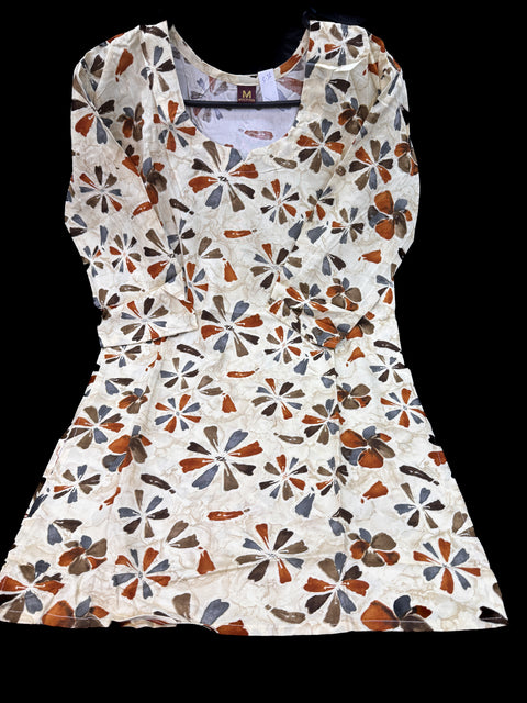 Cream color Very very soft Pure Rayon based printed kurti