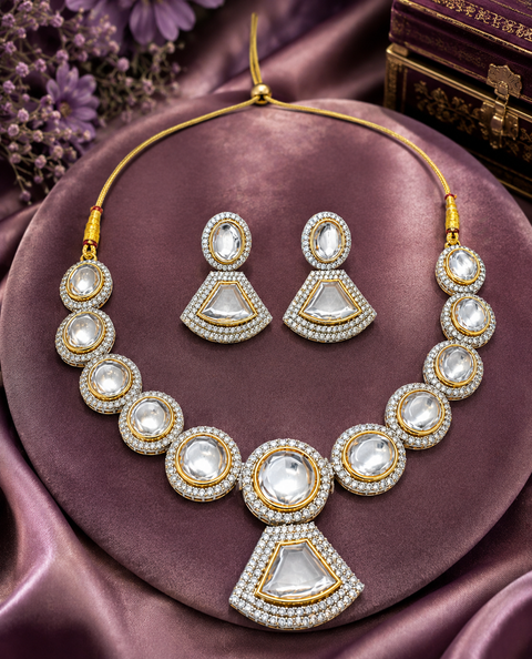 Kundan with Jerkan stone beautiful necklace with Earrings set