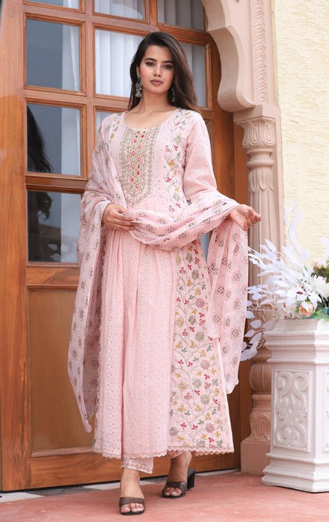 Cotton Based Heavy Handwork & Mirror Work All Over On Kurti And Handwork Dupatta With Plazo Pents