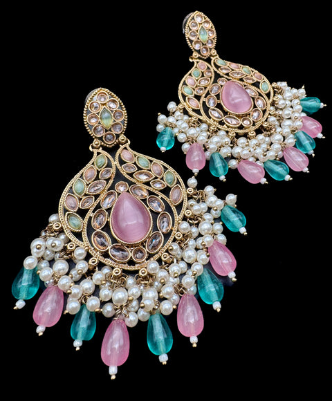 Original Polki with beautiful pearls heavy look Earrings with lite weight