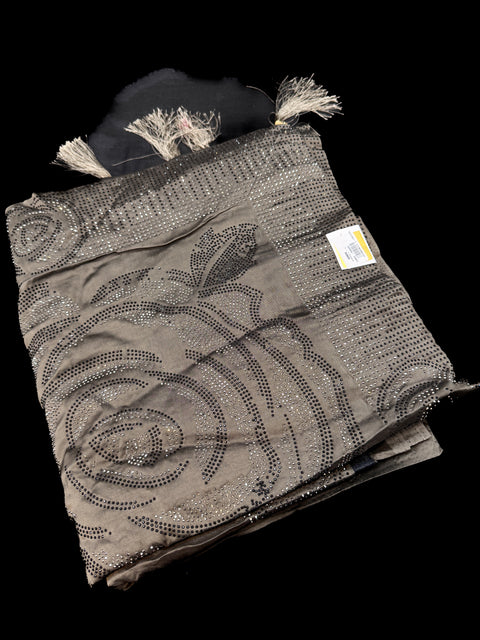 (Video clip attached) Beautiful swarovski Stones work Roses design beautiful Georgette Silk Saree
