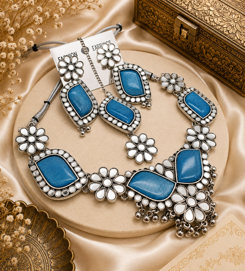 Beautiful Oxidised Necklace with Earrings