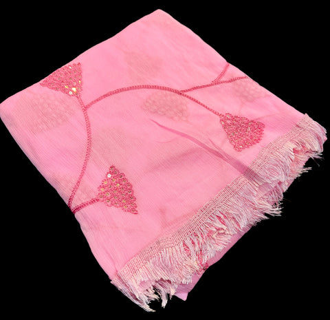 Pure chiffon based embroidery design with sequins work dupatta