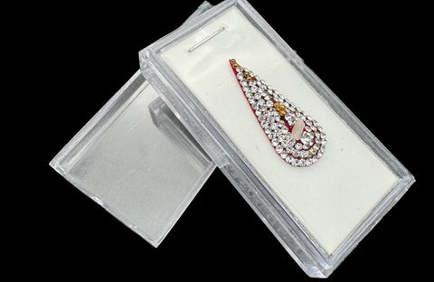 Silver stone Maroon color bridal bindi (long length)