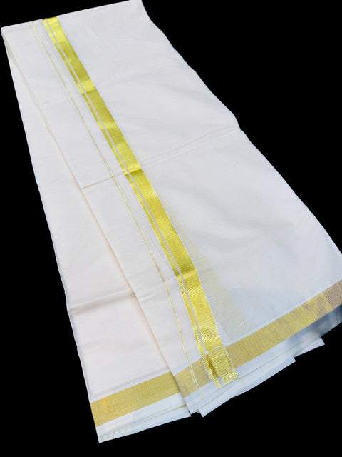 Woven Cotton Kerala Mundu / Dhoti in Off White ( 4 mtrs )