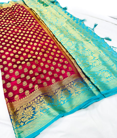 Art Silk Based beautiful design Saree with contrast Pallu & Blouse