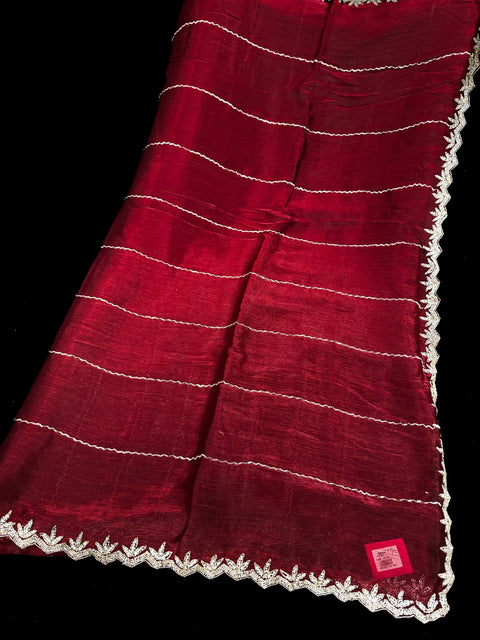 Jimmy Choo base fabric With Beautiful handwork all over on Saree and border