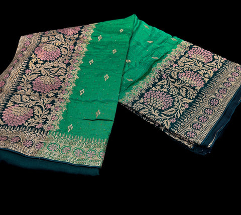 Pure and very soft georgette silk based embroidery work on border with stones work all over on sarees embroidery Pallu and contrast Embroidered blouse