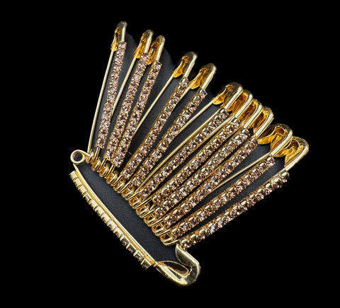 Medium Size Stones studded Fancy Safety Pins (price per bunch displayed in picture)