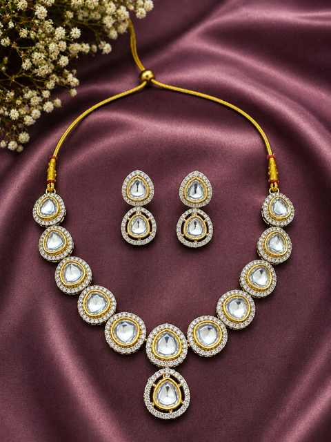 Kundan with Jerkan stone beautiful necklace with Earrings set