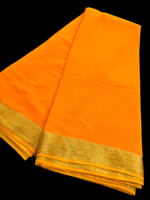 Very very soft pure chiffon georgette Beautiful zari border plain Saree