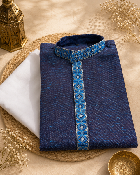 Two Shaded colour cotton kurta with pajama pants (slight variation in color and design is possible )