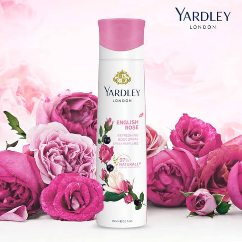 Yardley English Rose Body Spray For Women - 150ml | Enchanting Floral Fragrance With Rose, Tea Accord & Bergamot | Long Lasting & Energetic Fragrance