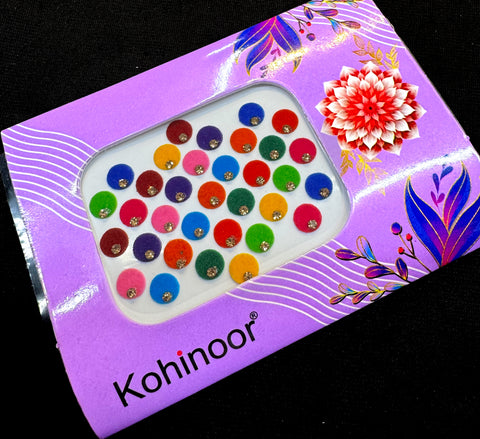 Golden stone Round shape Multicoloured Bindi