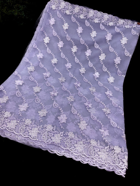 (Video Clip attached )Heavy work designer Saree with netting base fabric and stones work design all over with embroidery work