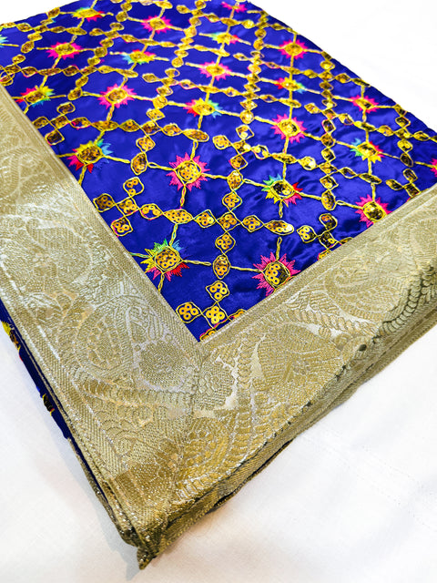 Silk Based heavy Embroidery Work with sequined design work Rumala Sahib Double Set With Palkan