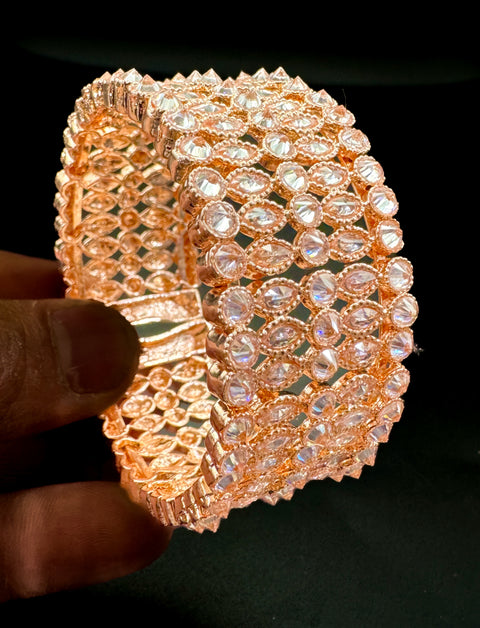 Rosegold Original Polki stone beautiful adjustable bracelets (easy to open , no screws)