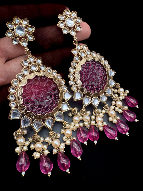 Kundan with beautiful pearls heavy look Earrings with lite weight
