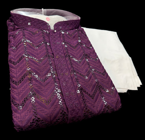 Pure Rayon Based Beautiful heavy Embroidery Work At Front And Back With Sequins Work Designer Kurta & white pajama