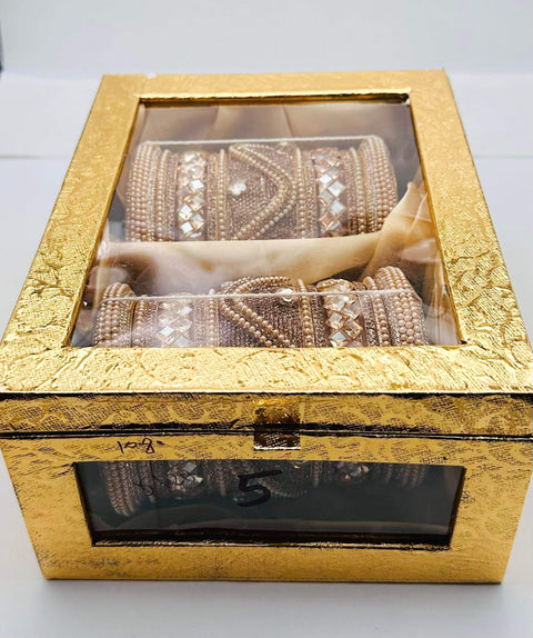 Beautiful golden stones with pearls beaded and Crystal stone Designer Bridal Churra (Video clip attached )
