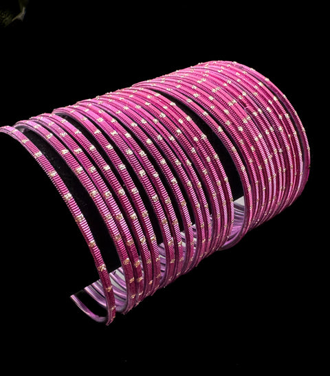 Golden Shimmer dotted metal bangles 2 dozen in 1 Set
