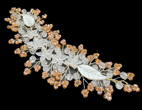 Very shiny and sparkly white crystals with pearls hair accessories for engagement bride