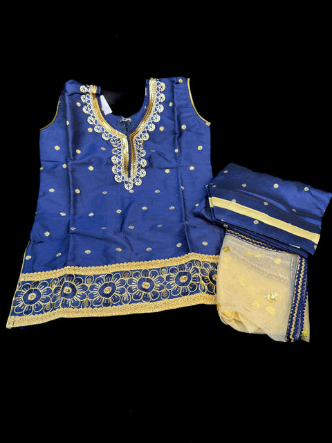 Nevi blue colour kids punjabi suit with contrast dupatta