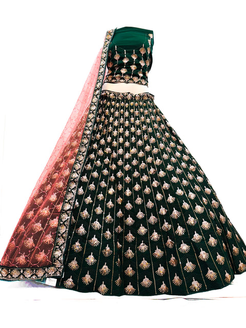 Georgette based sequins work with embroidery work Heavy Ken ken designer lehnga with embroidered blouse and netting dupatta (video clip attached for reference )