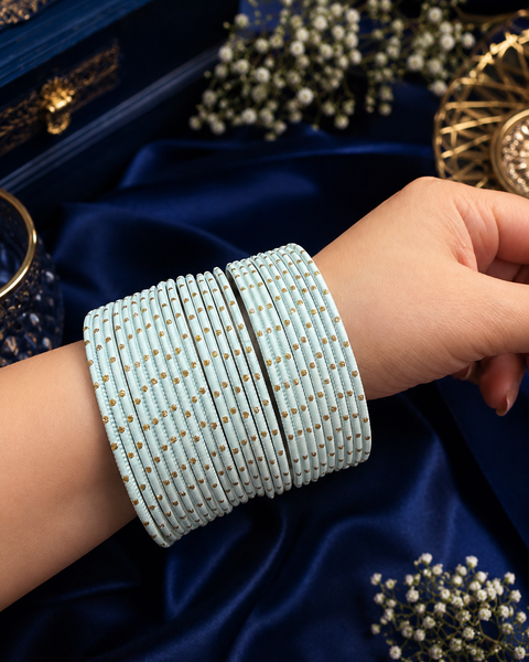 Golden Shimmer dotted metal bangles 2 dozen in 1 Set (slight variation in color & design may occur)