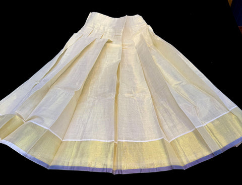 Gold Tissue based kids (Girls)Onam Special blouse and Skirt set