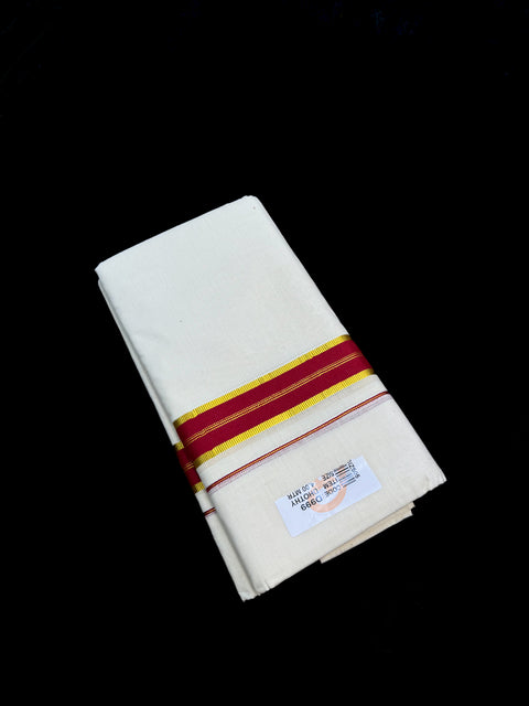 Woven Cotton Kerala Mundu / Dhoti in Off White ( 4 mtrs )