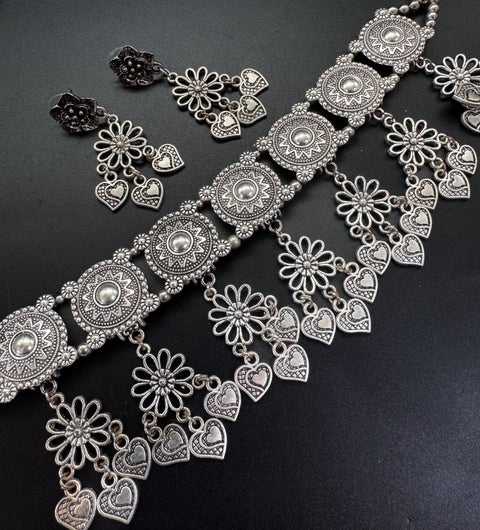 Beautiful work oxidised necklace with earrings