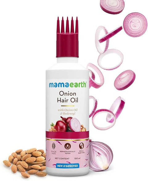 MAMA EARTH Onion Hair Oil for Hair Regrowth and Hair Fall Control with Redensyl, 150ml