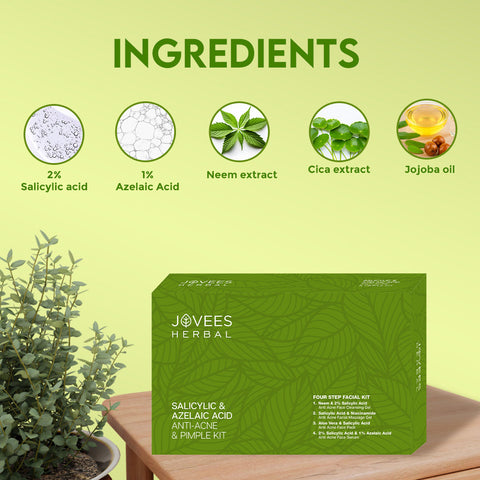 JOVEES SALICYLIC & AZELAIC ACID ANTI-ACNE & PIMPLE FACIAL KIT | FOR OILY & ACNE PRONE SKIN | FOR MULTIPLE USE | IMPROVES SKIN HEALTH & TONE