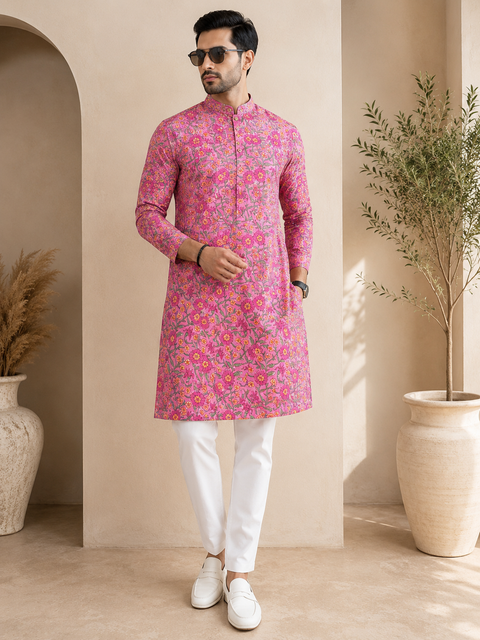 Pure cotton based Men’s Printed kurti (sizes mentioned in inches ,not according to the label on Kurti)size 46 kurti- Length 40 inches and size 48 -length 42 inches ) Kurti only. Pants not included.