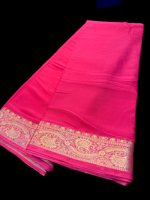 Very very soft pure chiffon georgette Beautiful zari border plain Saree