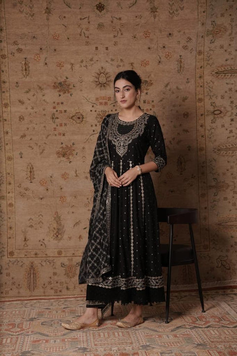Pure & Soft Rayon Based Designer Embroidered & Mirror work Kurti With Plazo Pants & Dupatta