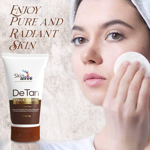 Skin Alive DeTan Face Wash, Detox-Rejuvenating, Paraben Free, Tan Removal, Deep Cleansing, 75g