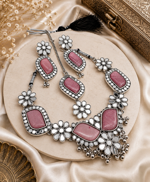 Beautiful Oxidised Necklace with Earrings