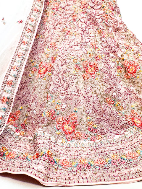 Netting based embroidery work with heavy sequins and stone work Heavy Ken ken designer lehnga with heavy handwork blouse and netting dupatta (video clip attached for reference )