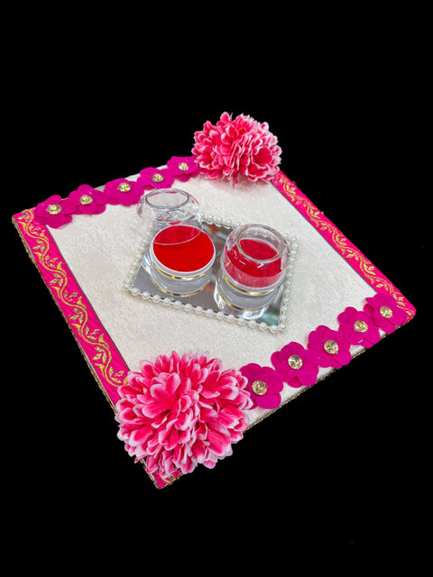 (Video clip attached ) Engagement Rings decorated tray (heavy wooden board based)