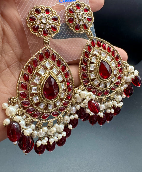 Beautiful Kundan & Pearls work bigger earrings (very lite weight)