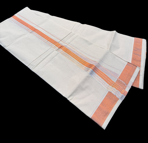 Woven Cotton Kerala Mundu / Dhoti in Off White ( 4 mtrs )