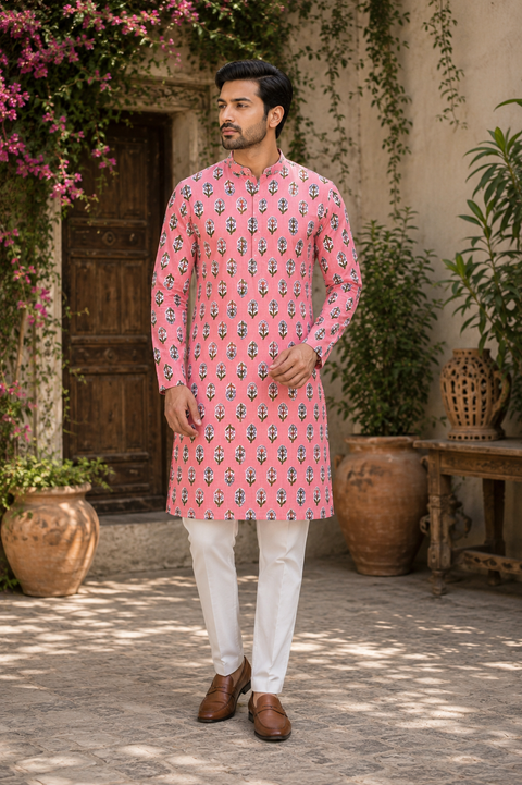 Pure cotton based Men’s Printed kurti (sizes mentioned in inches ,not according to the label on Kurti)size 42 kurti- Length 38inches) size 46 kurti- Length 40 inches and size 48 -length 42 inches )